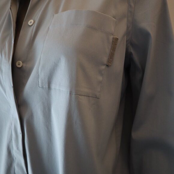 Brunello Cucinelli Monili Blouse Button Down Shirt Top Monili Tab Size Medium - Picture 3 of 8